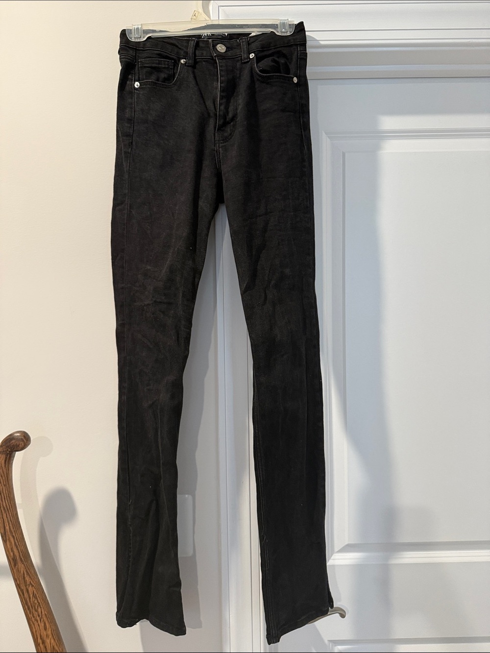 Zara Black Women's Split-Seam Straight Jeans